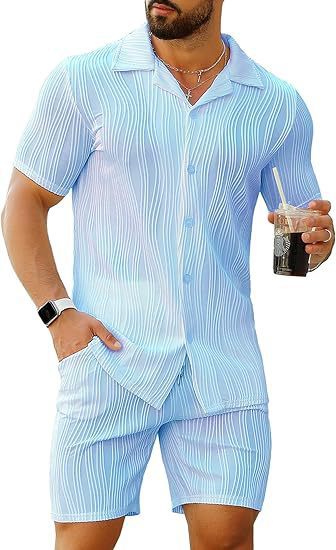 Mens Fashion Style - 2-delige herenoutfits met korte mouwen, overhemd