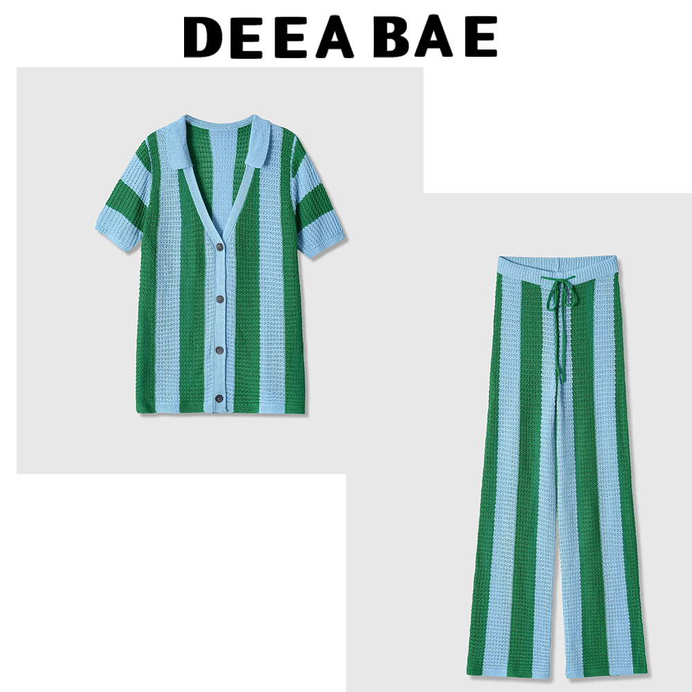 Polo Shirt Slim - DEEABAE Gestreept gebreid poloshirt met korte