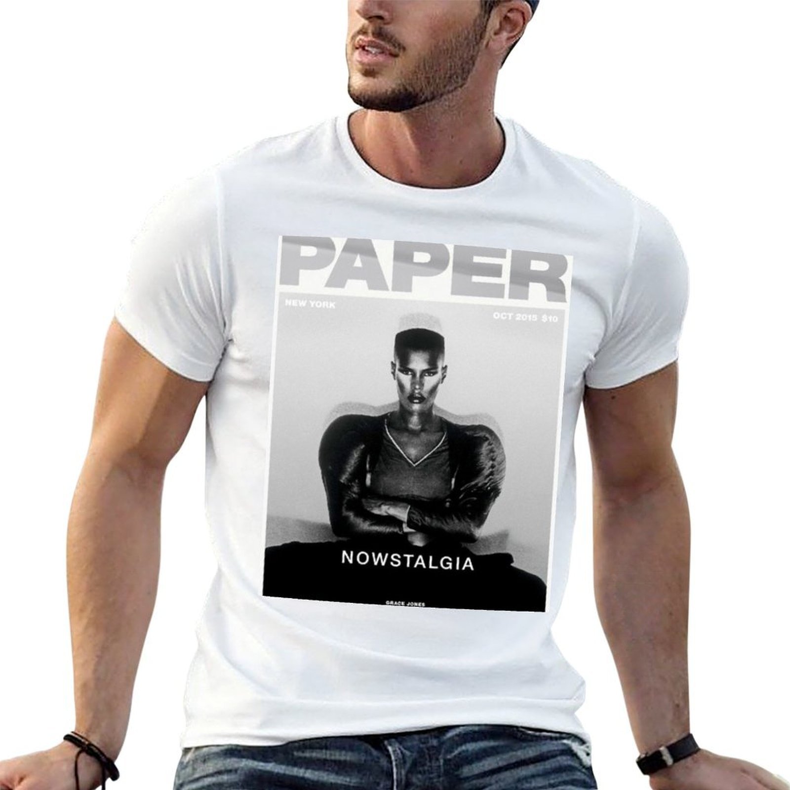 Mens Fashion Magazines - Papieren mode-tijdschrift 2015 T-shirt met retro-stijlprint