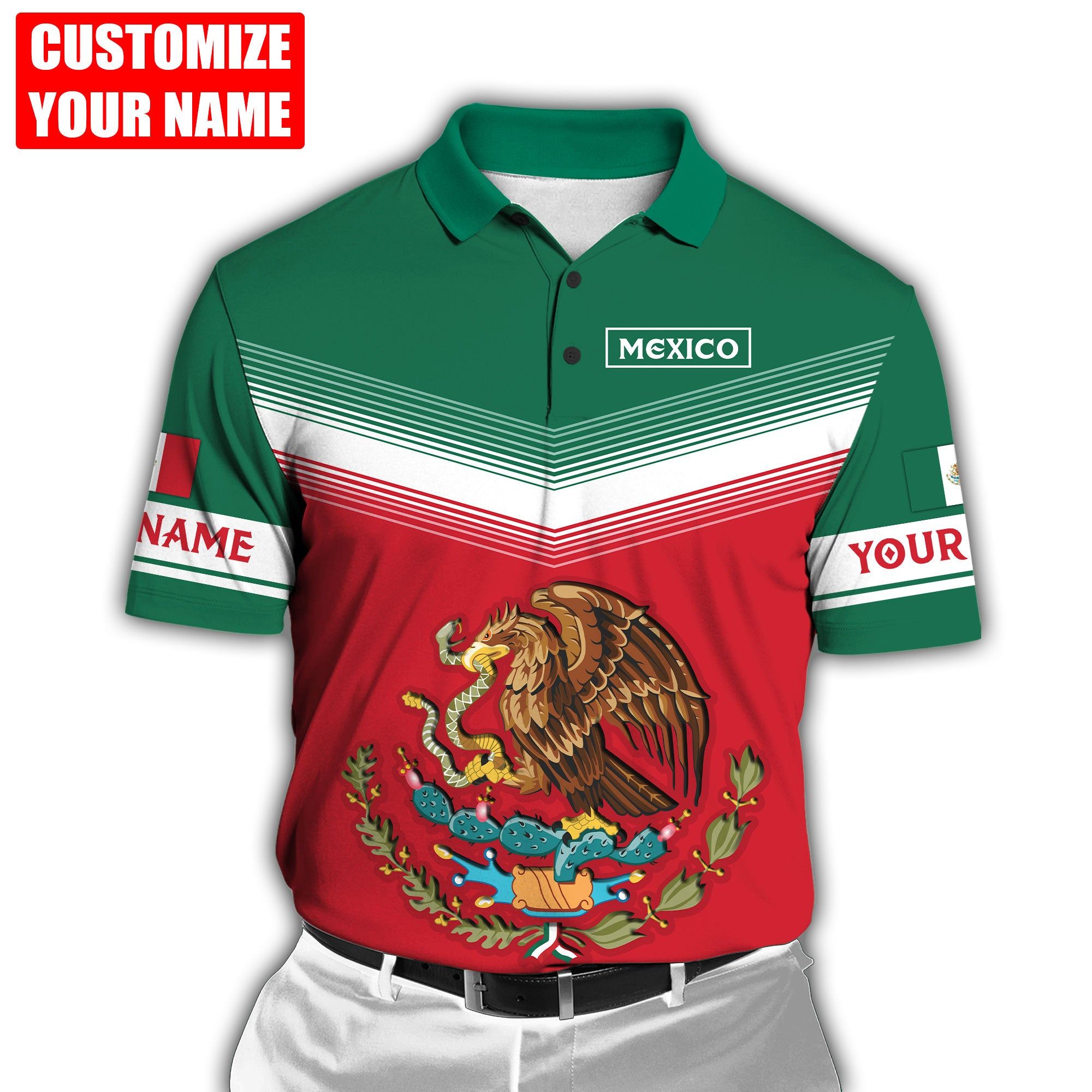 Mens Fashion Mexico - Op maat gemaakt Mexico-symbool grafisch poloshirt