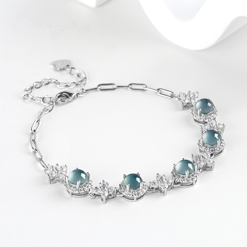 Men'S Fashion - Blauwe Myanmar Jadeïet Armband Natuurlijke Birmese