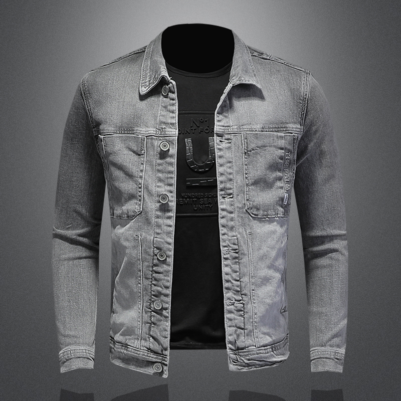 Mens Fashion Denim Jacket - Mode Denim Jas Mannen Katoen Turn