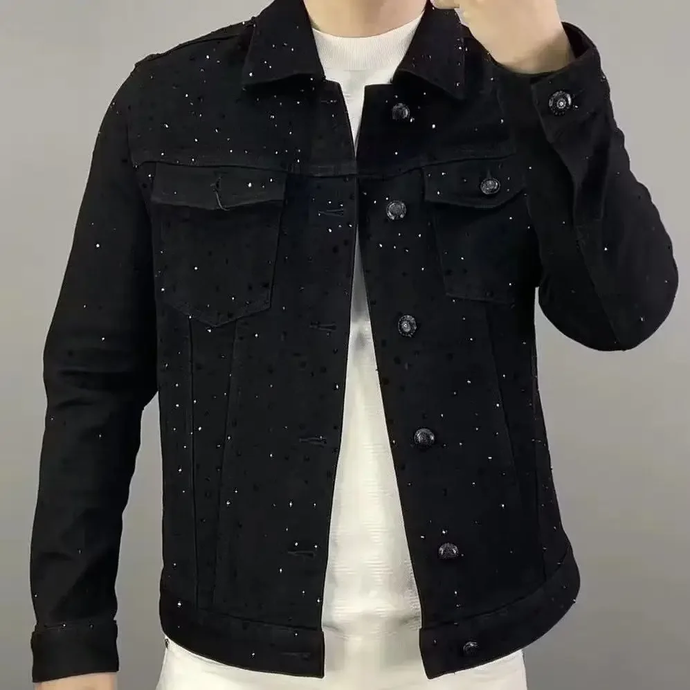Mens Fashion Denim Jacket - Jeansjas voor heren Knop Casual Slanke