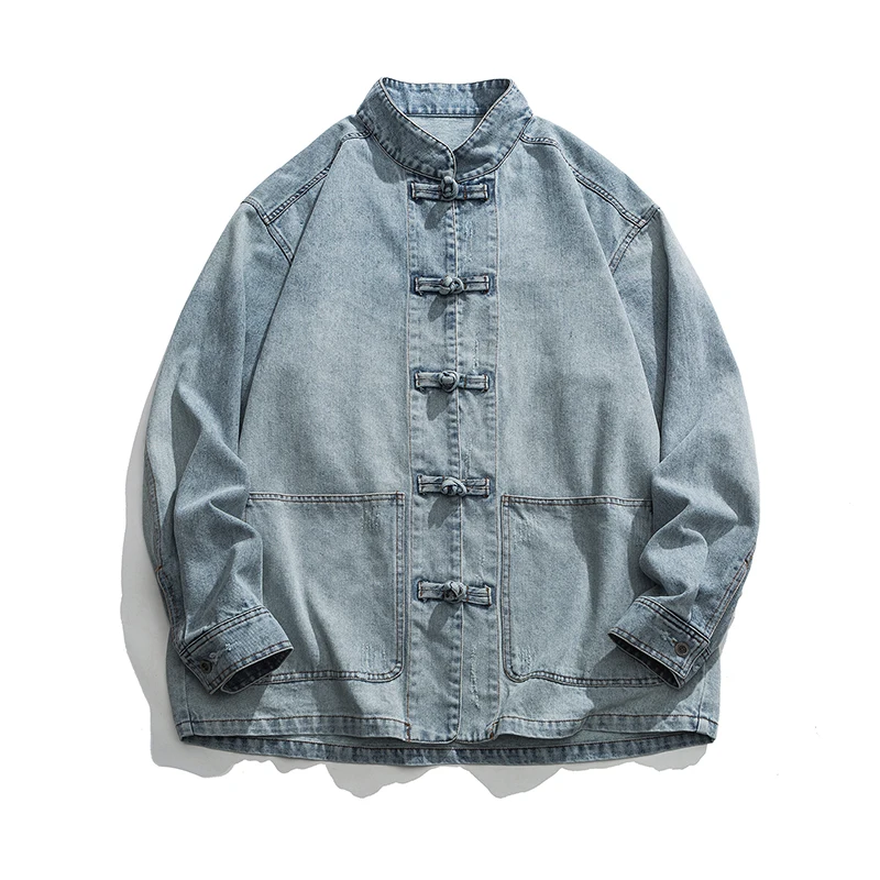 Mens Fashion Denim Jacket - Chinese stijl denim jack heren streetwear