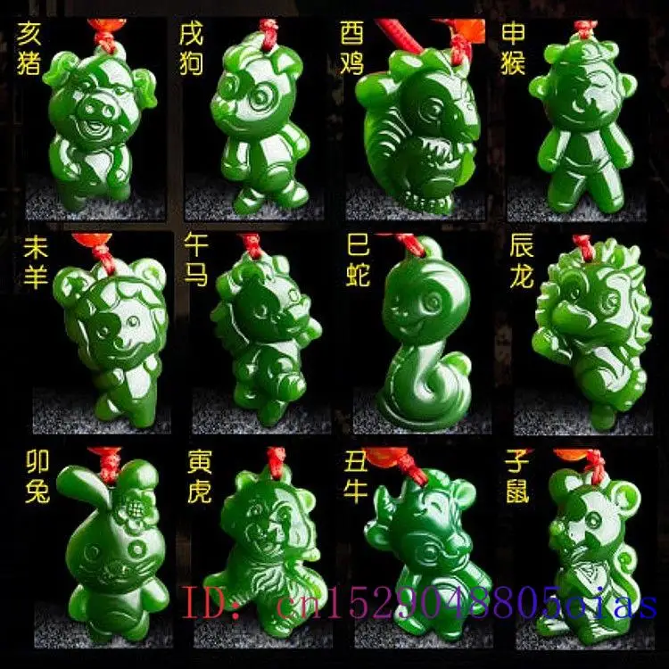 Men'S Fashion - Chinese Zodiac Groene Jade Hanger Amulet