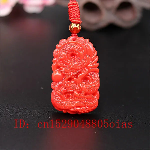 Men'S Fashion - Natuurlijke Rode Koraal Jade Stone Dragon