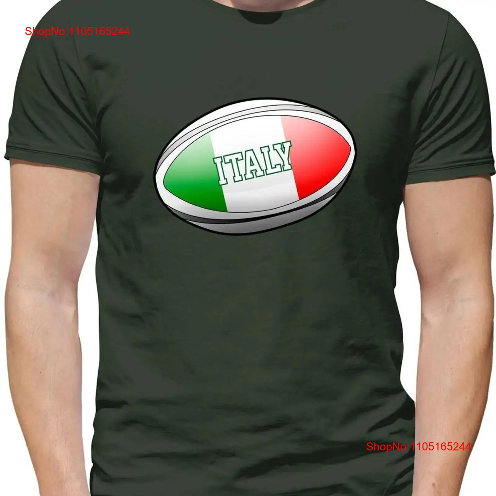Mens Fashion Rugby Shirts - Italiaanse vlag Rugbybal Heren T-shirt Italië