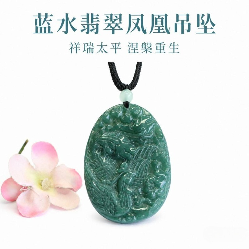 Men'S Fashion - Echte Natuurlijke Smaragd Jade Blauwe Water