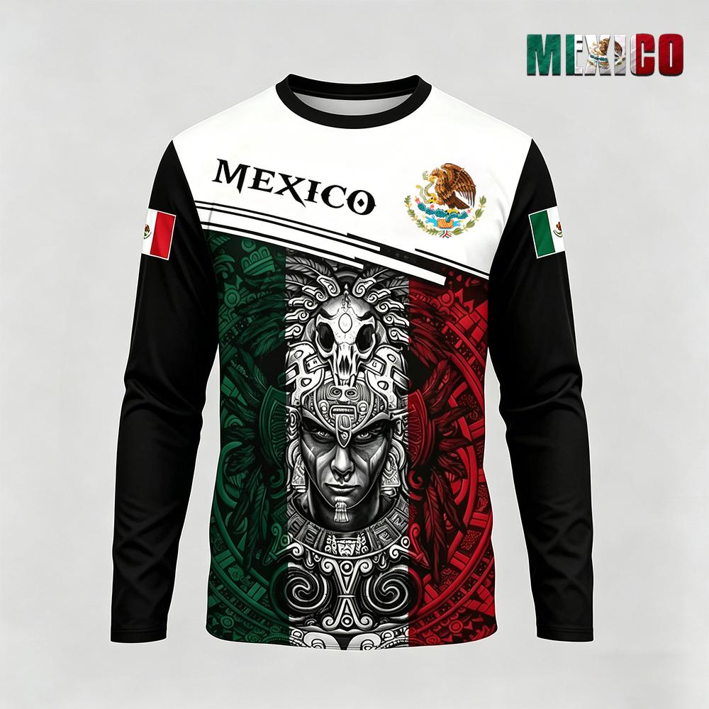 Mens Fashion Mexico - Mexico-thema bedrukt T-shirt met lange mouwen,