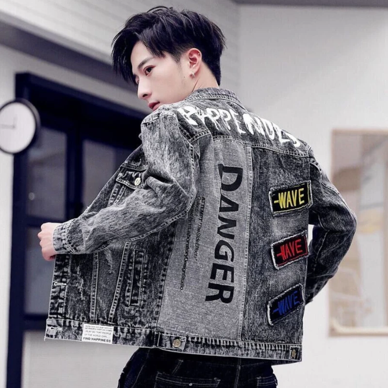 Knoop Hip Hop Casual Slanke Ko - Mens Fashion Denim Jacket recensie en prijs