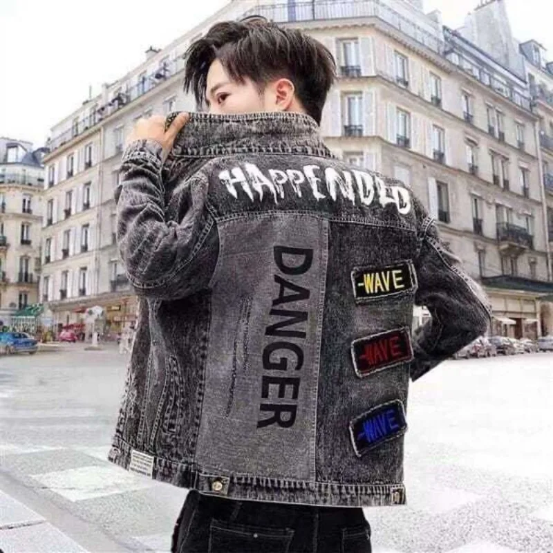 Knoop Hip Hop Casual Slanke Ko - Mens Fashion Denim Jacket recensie en prijs