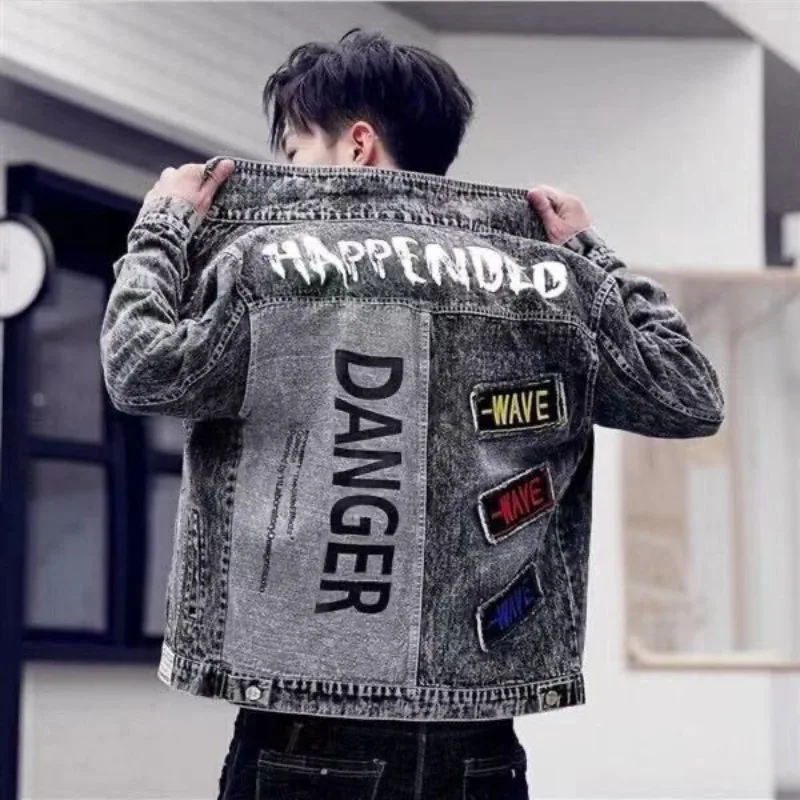 Knoop Hip Hop Casual Slanke Ko - Mens Fashion Denim Jacket recensie en prijs