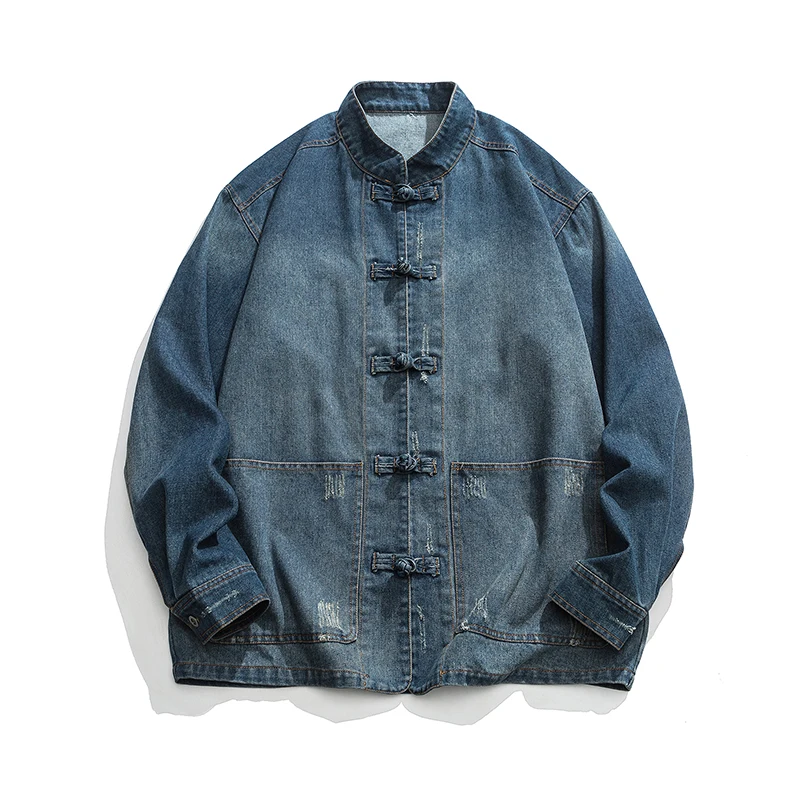 Chinese stijl denim jack heren - Mens Fashion Denim Jacket recensie en prijs