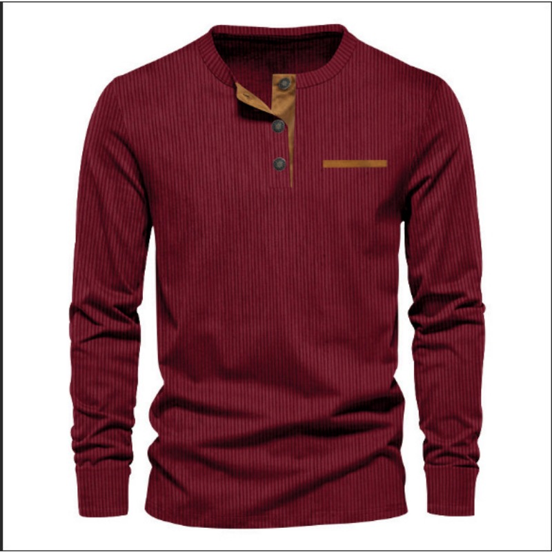 Heren corduroy henley-hals t-s - Mens Fashion Wear recensie en prijs